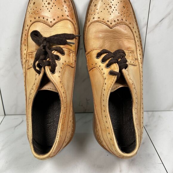 Bed Stu Mens Size 8.5 Brown Distressed Leather Wingtip Oxfords Dress Shoes - Picture 7 of 9